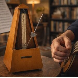 Vintage Seth Thomas Metronome de Maelzel Wood Pyramid Mechanical Wind Up Music